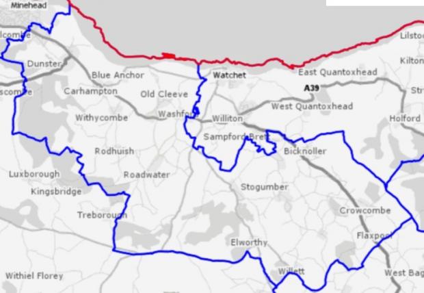 Chard & Ilminster News: Map Of The Dunster Division. CREDIT: Somerset Intelligence. Free to use for all BBC wire partners.